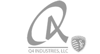 Logo of Q4 Industries, LLC featuring a stylized "Q" and shield emblem.